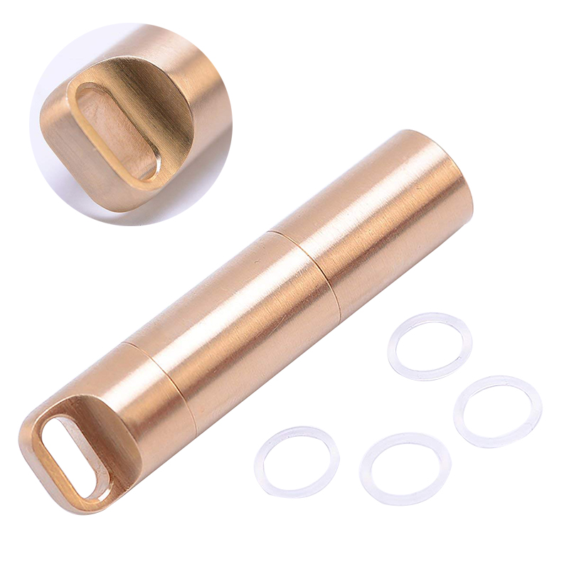 Pill Fob Capsule - Contenedor de almacenamiento hermético de latón
