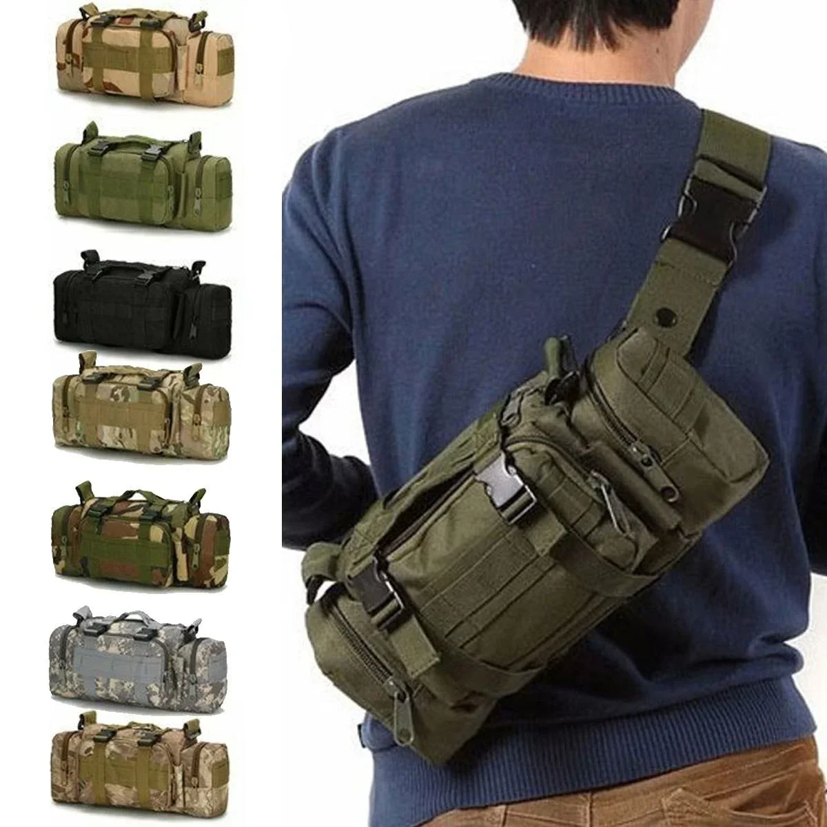 Edc Carry Bag For Men - Riñonera de lona Molle, riñonera impermeable,