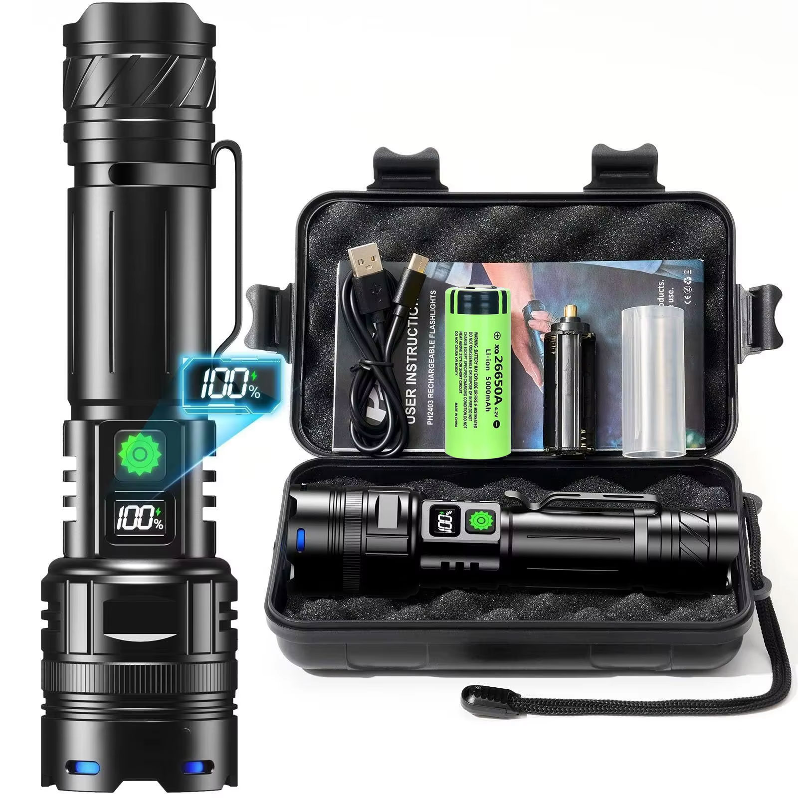 Edc Carry Pen - Linterna LED de alta potencia, recargable